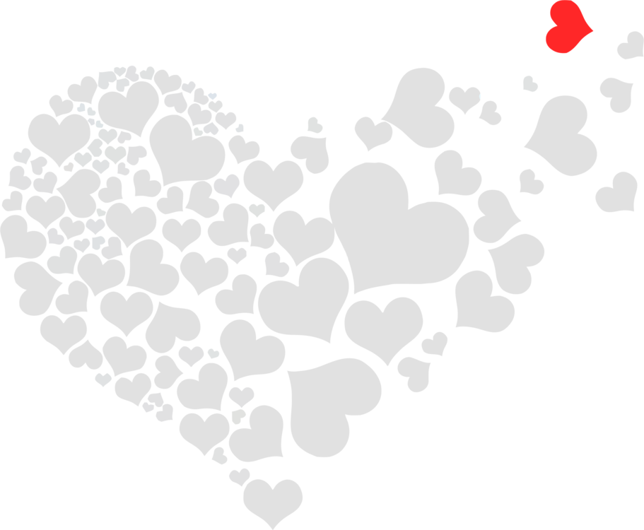 white hearts and one red on the top-right